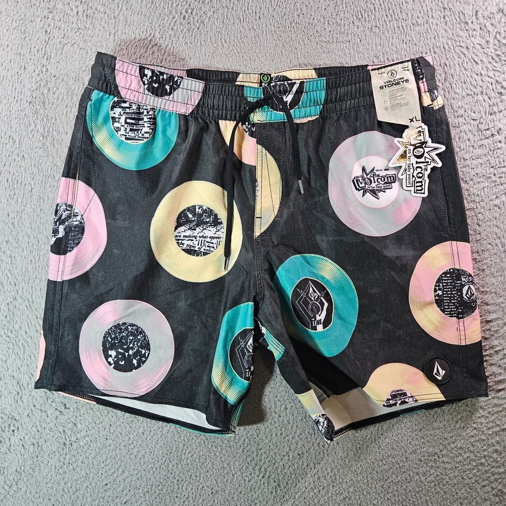 NWT Volcom Stoneys Board Shorts Swim Trunks Men XL Geometric Multicolor